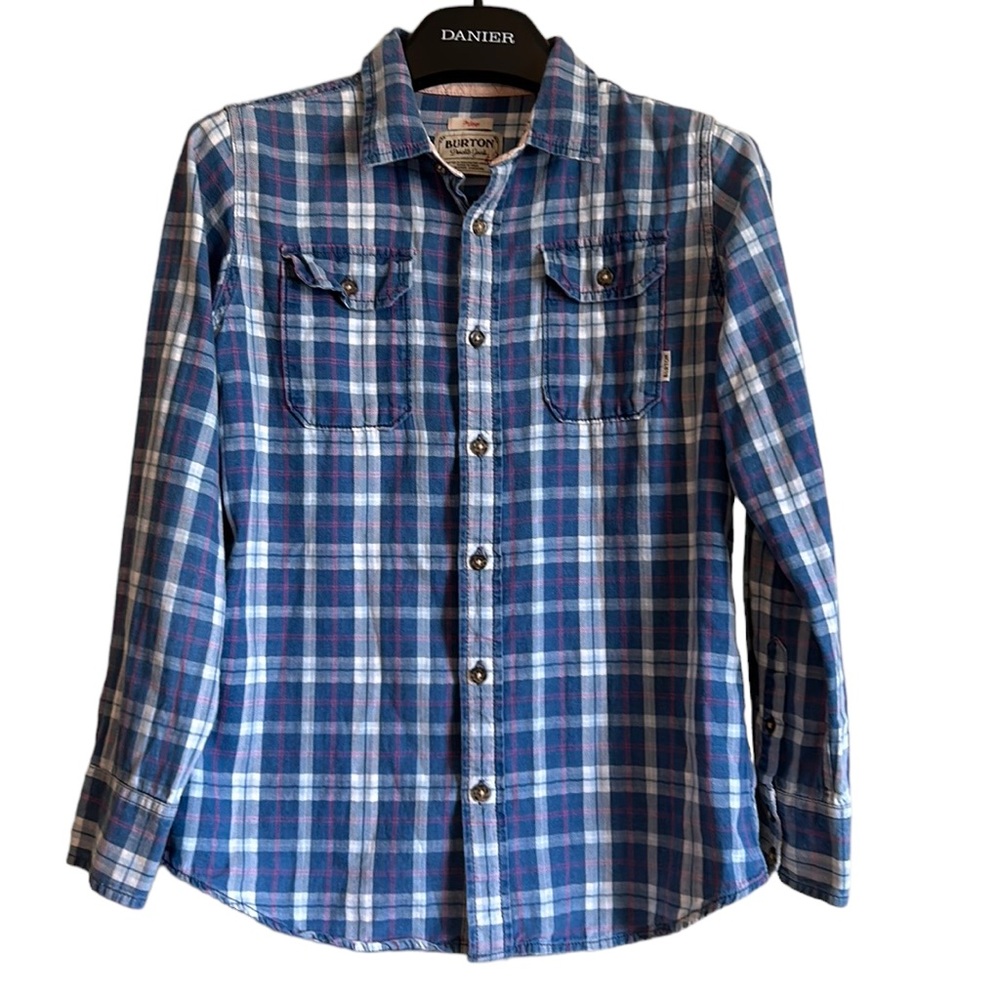 Burton Women’s Blue Pink Plaid Button Front Shirt Long Sleeve Size Large